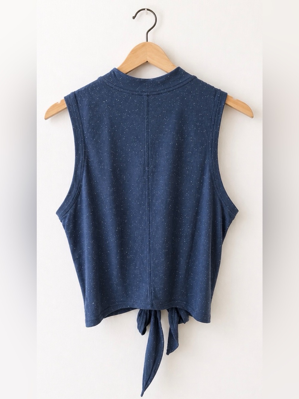Lululemon Navy Speckled Tie Front Mock Neck Tank Size 4 - Picture 2 of 2
